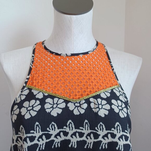 THML Dress Black Floral Orange Back Zip Halter Racer Back Style Womens Small - Picture 4 of 14